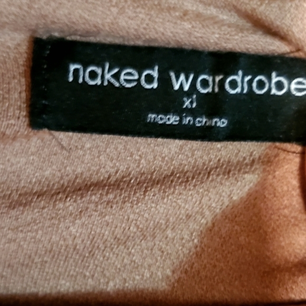 Naked Wardrobe Brown Stretchy Blouse Top Mock Neck Long Sleeve XL NWOT - Picture 6 of 9